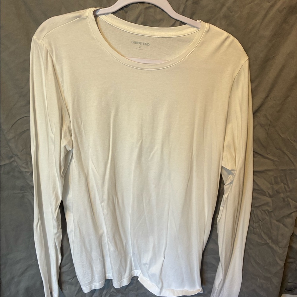 Lands' End White long sleeve crew neck tee